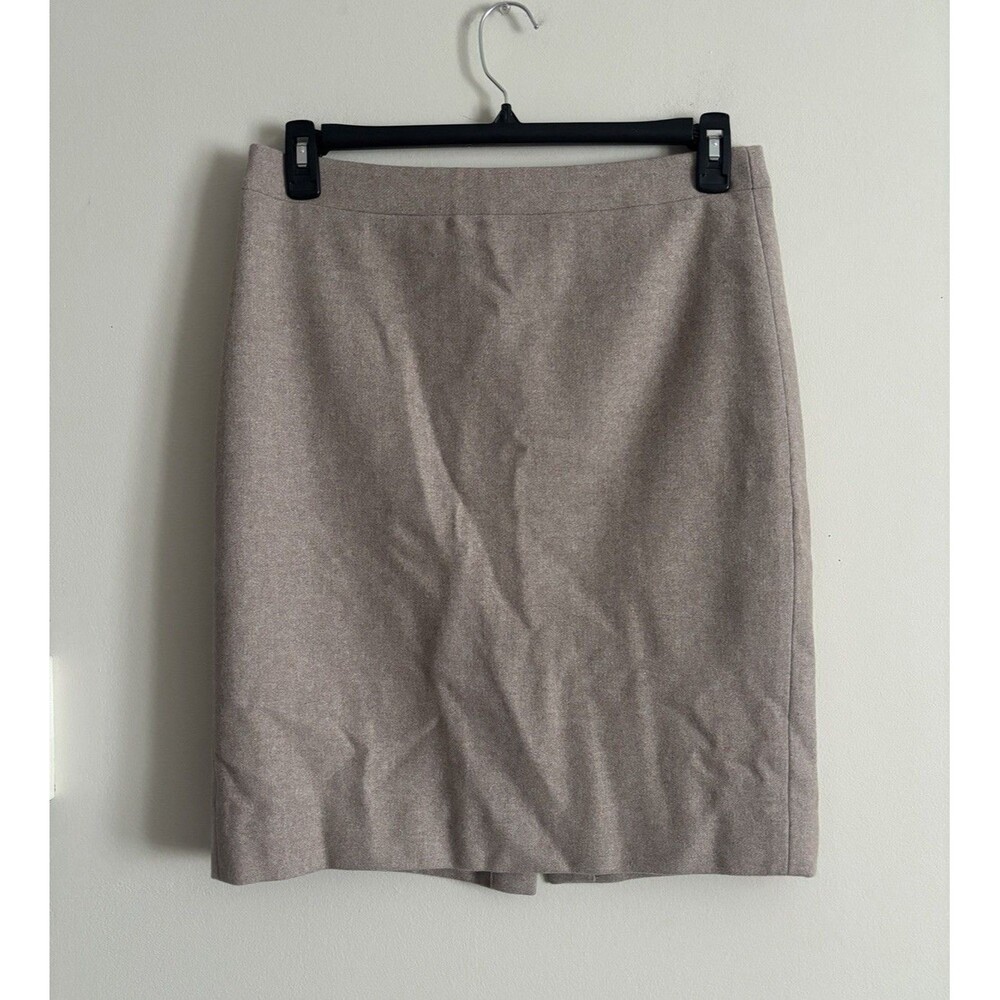 J Crew The Pencil Skirt Size 8 Medium Wool‎ Tan Brown Lined Preppy Professional